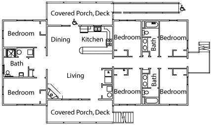 Typical six-bedroom cabin