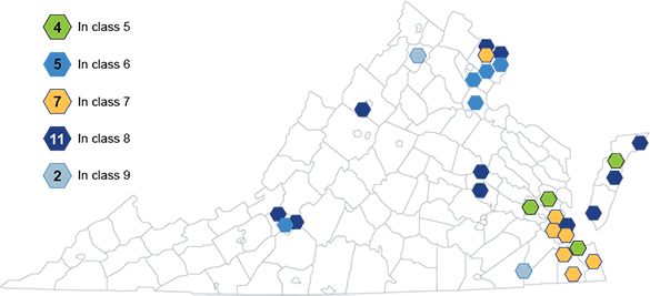 Map depicting CRS localities