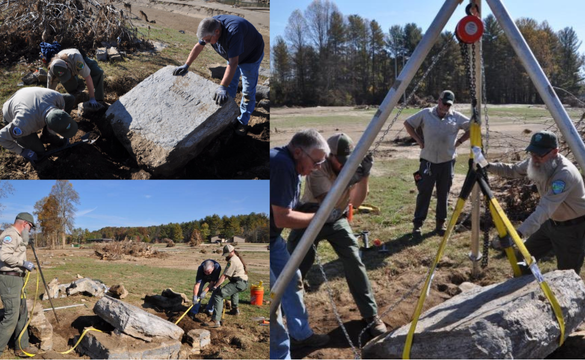 Clearing and lifting the stone