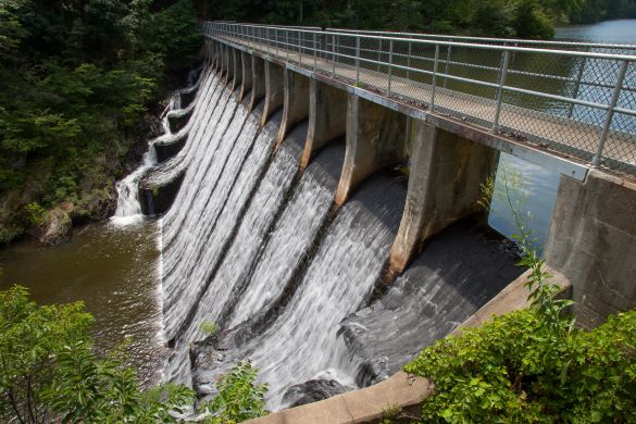 The dam at Holliday Lake State Park in Appomattox