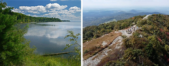 DWR and DCR representatives have created the NAP Deer Management Plan to help preserve the resources at Natural Area Preserves like Crow’s Nest NAP (left) and Buffalo Mountain NAP (right) across the state.