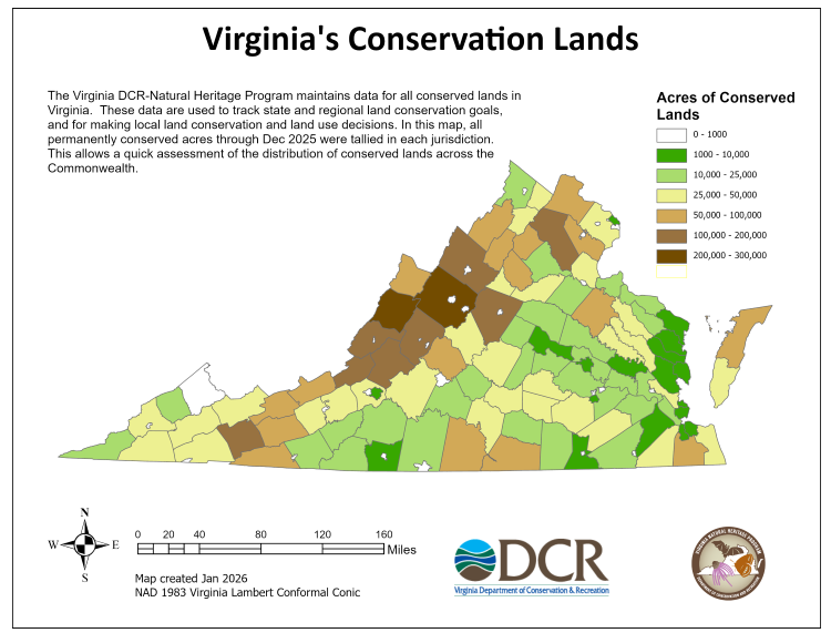 map of va conservation lands by acres