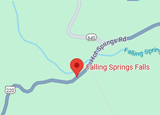 Google map thumbnail showing Falling Springs Falls's location